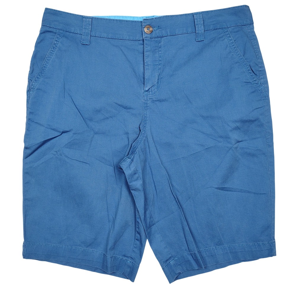 Sonoma Bermuda Shorts Womens 14 Blue Stretch Solid Twill Cotton Blend